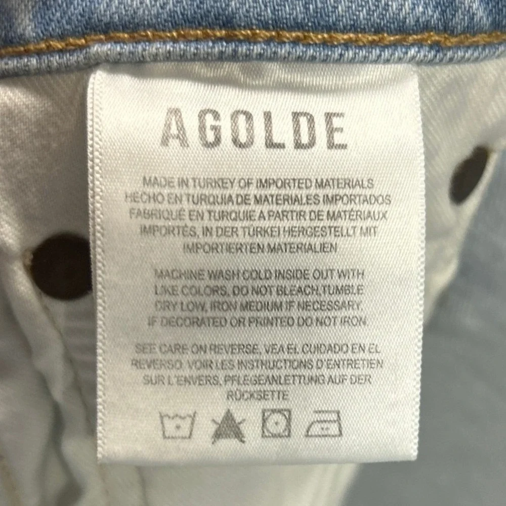 AGOLDE High Rise Straight Leg Jeans Womens Size 25 Light Wash Blue Premium Denim
